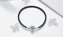 Load image into Gallery viewer, Blue and White Stone Evil Eye Silver Snake Chain Bracelet - Bracelet17cm