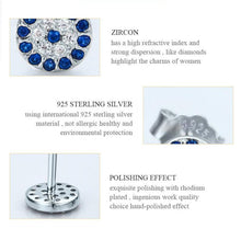 Load image into Gallery viewer, Blue and White Stone Evil Eye Silver Stud Earrings - EarringsRose Gold