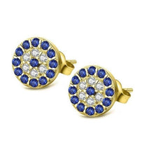 Load image into Gallery viewer, Blue and White Stone Evil Eye Silver Stud Earrings - EarringsGold