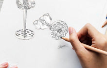 Load image into Gallery viewer, Blue and White Stone Evil Eye Silver Stud Earrings - EarringsRose Gold