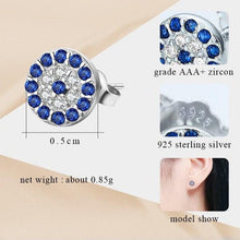 Load image into Gallery viewer, Blue and White Stone Evil Eye Silver Stud Earrings - EarringsRose Gold