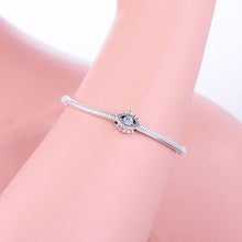 Load image into Gallery viewer, Blue and White Stone Evil Eye with Lashes Silver Charm Bead - Charm Bead