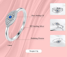 Load image into Gallery viewer, Blue and White Stone Eye Shape Evil Eye Silver Ring - Ring6