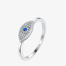 Load image into Gallery viewer, Blue and White Stone Eye Shape Evil Eye Silver Ring - Ring6