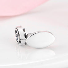 Load image into Gallery viewer, Blue and White Stone Eye Shaped Evil Eye Silver Charm Bead - Charm Bead