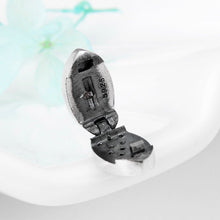 Load image into Gallery viewer, Blue and White Stone Eye Shaped Evil Eye Silver Charm Bead - Charm Bead