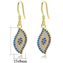Load image into Gallery viewer, Blue and White Stone Eye Shaped Evil Eye Silver Earrings - Earrings