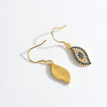 Load image into Gallery viewer, Blue and White Stone Eye Shaped Evil Eye Silver Earrings - Earrings