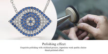 Load image into Gallery viewer, Blue and White Stone Eye-Shaped Evil Eye Silver Necklace - Necklace