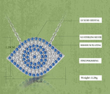 Load image into Gallery viewer, Blue and White Stone Eye-Shaped Evil Eye Silver Necklace - Necklace
