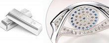 Load image into Gallery viewer, Blue and White Stone Eye Shaped Evil Eye Silver Ring - Ring8