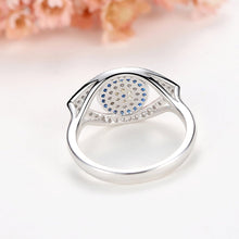 Load image into Gallery viewer, Blue and White Stone Eye Shaped Evil Eye Silver Ring - Ring8