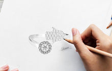 Load image into Gallery viewer, Blue and White Stone Hamsa Hand and Evil Eye Silver Rings - RingRose GoldResizable
