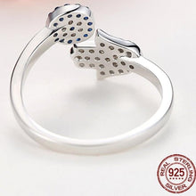 Load image into Gallery viewer, Blue and White Stone Hamsa Hand and Evil Eye Silver Rings - RingRose GoldResizable