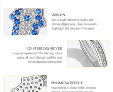 Load image into Gallery viewer, Blue and White Stone Hamsa Hand Silver Drop Earrings - EarringsRose Gold