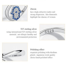 Load image into Gallery viewer, Blue and White Stone Hamsa Hand Silver Drop Ring - Ring7