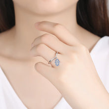 Load image into Gallery viewer, Blue and White Stone Hamsa Hand Silver Drop Ring - Ring7