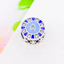 Load image into Gallery viewer, Blue and White Stone Pattern Evil Eye Silver Charm Bead - Charm Bead