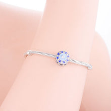 Load image into Gallery viewer, Blue and White Stone Pattern Evil Eye Silver Charm Bead - Charm Bead