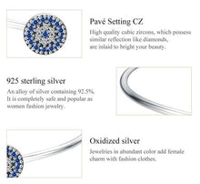 Load image into Gallery viewer, Blue and White Stone Star Design Open Cuff Evil Eye Silver Bracelet - Bracelet