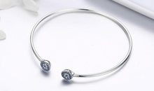 Load image into Gallery viewer, Blue and White Stone Star Design Open Cuff Evil Eye Silver Bracelet - Bracelet