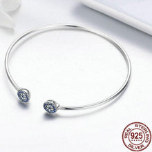 Load image into Gallery viewer, Blue and White Stone Star Design Open Cuff Evil Eye Silver Bracelet - Bracelet