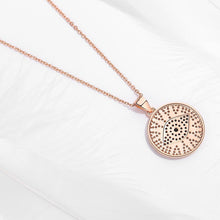 Load image into Gallery viewer, Blue and White Stone Studded Circular Evil Eye Necklace - NecklaceRose Gold18" inches or 45 cm