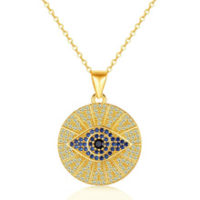 Load image into Gallery viewer, Blue and White Stone Studded Circular Evil Eye Necklace - NecklaceGold18" inches or 45 cm