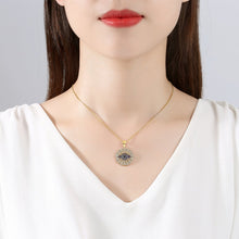Load image into Gallery viewer, Blue and White Stone Studded Circular Evil Eye Necklace - NecklaceGold18" inches or 45 cm