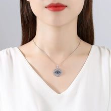 Load image into Gallery viewer, Blue and White Stone Studded Circular Evil Eye Necklace - NecklaceSilver18" inches or 45 cm