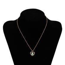Load image into Gallery viewer, Blue and White Stone Studded Heart Shaped Evil Eye Pendant Necklace - Jewellery