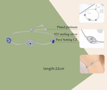 Load image into Gallery viewer, Blue and White Stone Triple Evil Eye Silver Bracelet - Bracelet