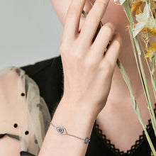 Load image into Gallery viewer, Blue and White Stone Triple Evil Eye Silver Bracelet - Bracelet