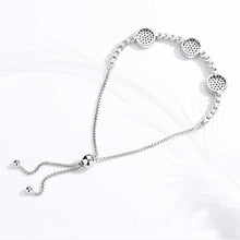 Load image into Gallery viewer, Blue and White Stone Triple Evil Eyes Silver Bracelet - BraceletRose Gold