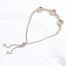 Load image into Gallery viewer, Blue and White Stone Triple Evil Eyes Silver Bracelet - BraceletRose Gold