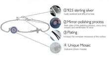 Load image into Gallery viewer, Blue and White Stones Evil Eye with Holy Cross Silver Bracelet - Bracelet
