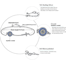 Load image into Gallery viewer, Blue and White Stones Evil Eye with Holy Cross Silver Bracelet - Bracelet