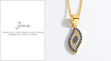 Load image into Gallery viewer, Blue and White Stones Eye-Shaped Evil Eye Silver Necklaces - NecklaceSilver