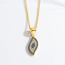 Load image into Gallery viewer, Blue and White Stones Eye-Shaped Evil Eye Silver Necklaces - NecklaceSilver