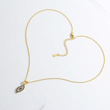Load image into Gallery viewer, Blue and White Stones Eye-Shaped Evil Eye Silver Necklaces - NecklaceSilver