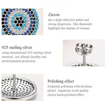Load image into Gallery viewer, Blue, Black and White Stone Evil Eye Silver Cluster Earrings - Earrings