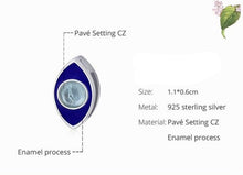 Load image into Gallery viewer, Blue Enamel and Transparent Stone Evil Eye Silver Charm Bead - Charm Bead