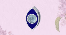 Load image into Gallery viewer, Blue Enamel and Transparent Stone Evil Eye Silver Charm Bead - Charm Bead