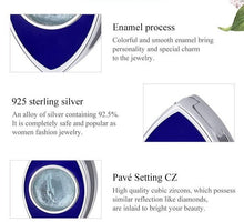 Load image into Gallery viewer, Blue Enamel and Transparent Stone Evil Eye Silver Charm Bead - Charm Bead