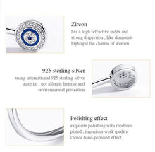 Load image into Gallery viewer, Blue Enamel and White Stone Dual Evil Eye Open Cuff Silver Bracelet - BraceletRose Gold