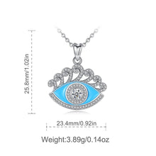 Load image into Gallery viewer, Blue Enamel and White Stone Evil Eye Silver Pendant and Necklace - NecklacePendant and Chain