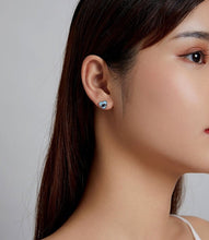 Load image into Gallery viewer, Blue Heart Evil Eye Silver Earrings - Earrings