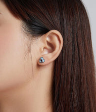 Load image into Gallery viewer, Blue Heart Evil Eye Silver Earrings - Earrings
