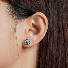 Load image into Gallery viewer, Blue Heart Evil Eye Silver Earrings - Earrings