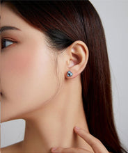 Load image into Gallery viewer, Blue Heart Evil Eye Silver Earrings - Earrings